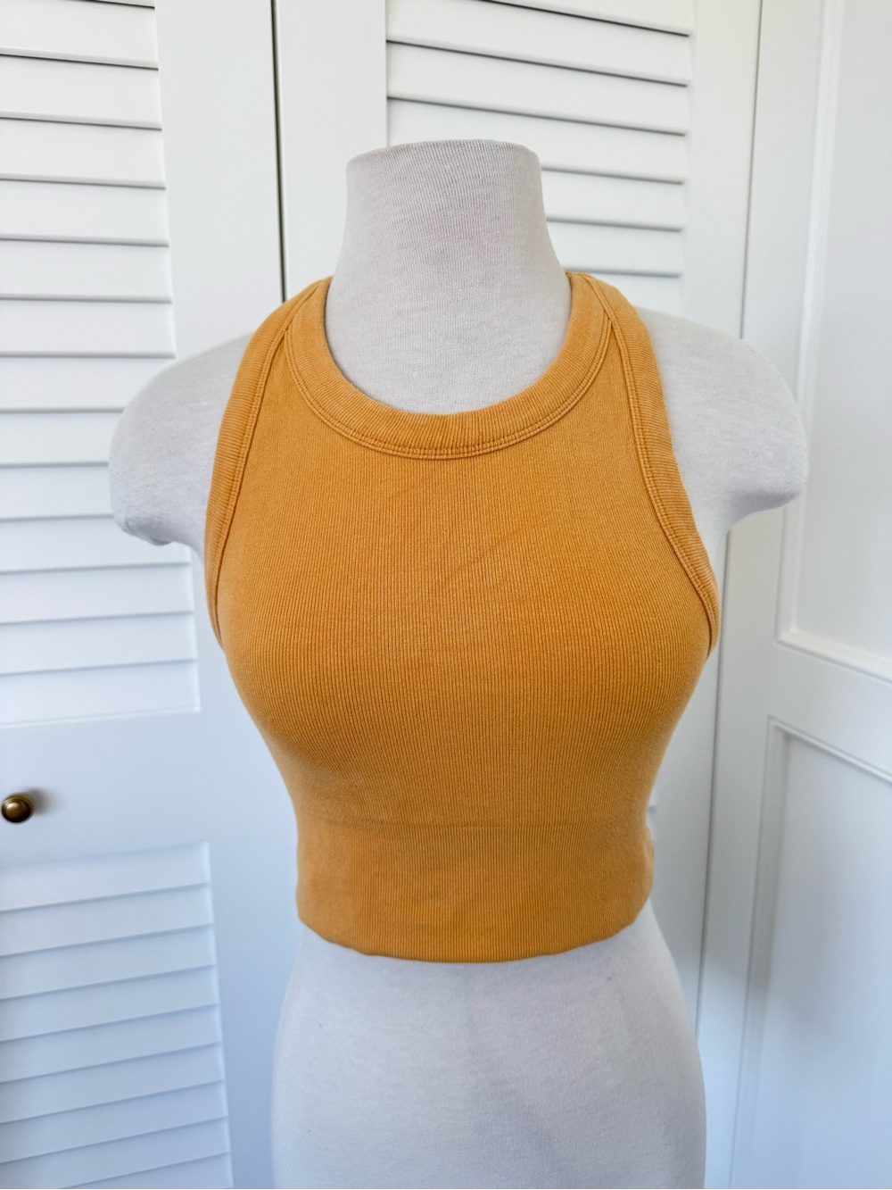 ALO Yoga Ribbed Racerback Crop Tank Top - Mustard